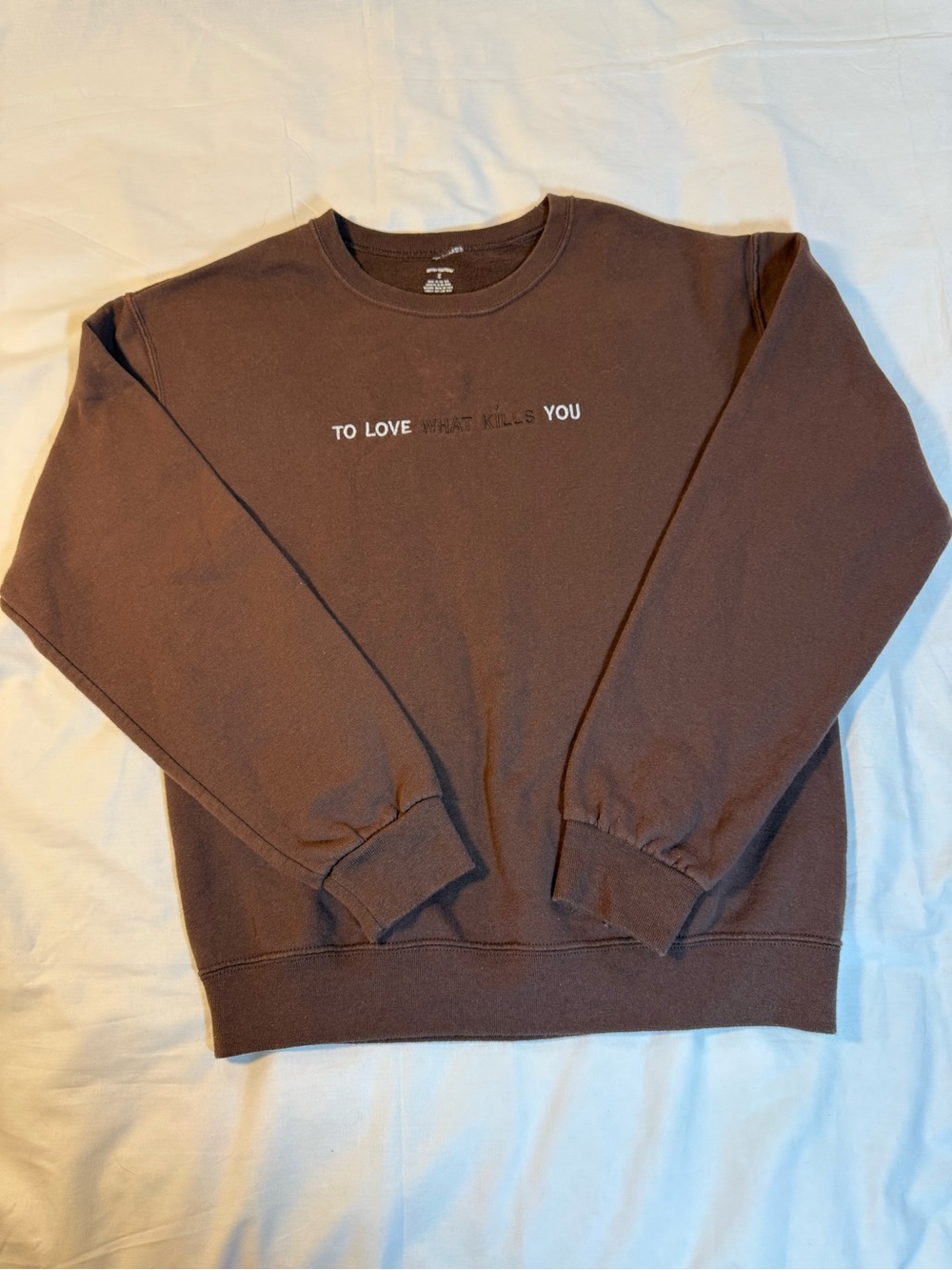 Seven Emotions "To Love What Kills You" Brown Crewneck Sweatshirt - Size S